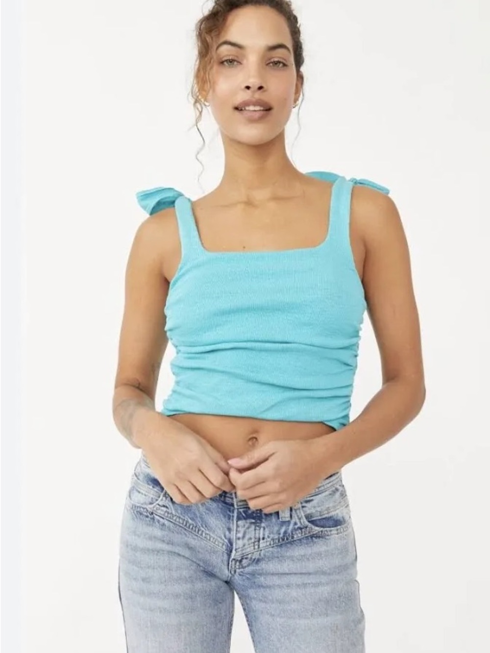 Free People Boulevard Tank- Aqua Fur